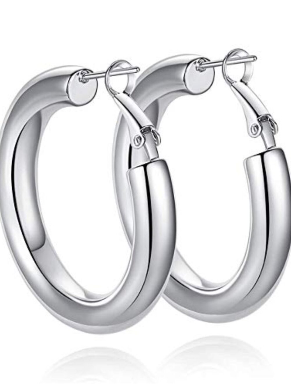 Thick Gold Hoop Earrings Lightweight Hollow Tube Chunky 14k Gold Plated